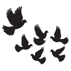 Obraz premium Flying birds silhouettes on white background. Vector illustration, 