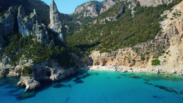 Aerial view of the famous Cala Goloritze in Sardinia, Italy.