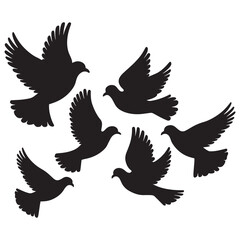 Obraz premium Flying birds silhouettes on white background. Vector illustration, 