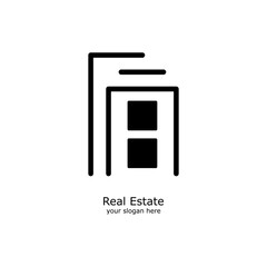 Real estate house logo design template. Building a house real estate logo design