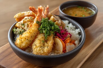 Fototapeta premium Shrimp Tempura Rice Bowl