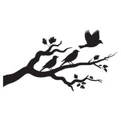 Flying birds silhouettes on white background. Vector illustration, 