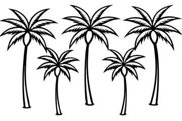 Obraz premium Coastal Palm Tree Line Drawing