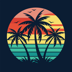 palm tree silhouette on the beach