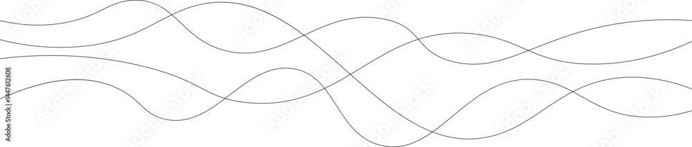 Poster curved black long lines pattern minimalist background. horizontal wavy line seamless pattern. abstra