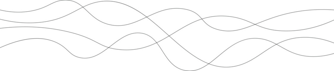 Curved black long lines pattern minimalist background. Horizontal wavy line seamless pattern. Abstract wave elements, pattern, background. Curve line art striped. Vector illustration