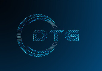 DTG low poly letter logo vector design. DTG lower poly logo design.