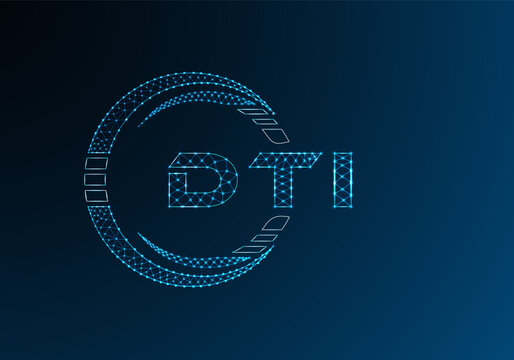 DTI low poly letter logo vector design. DTI lower poly logo design.
