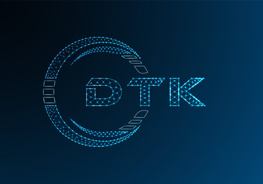 DTK low poly letter logo vector design. DTK lower poly logo design.