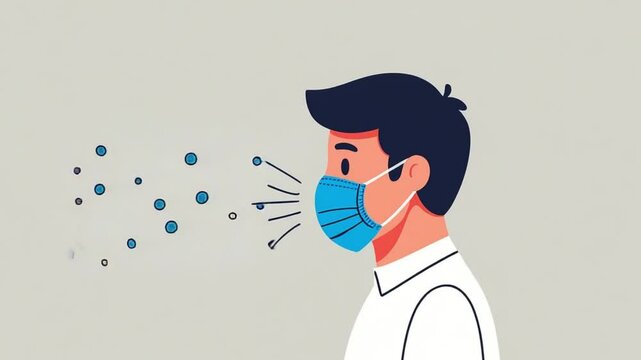 Person Wearing Mask Spreading Virus Illustration
