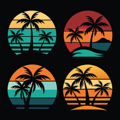Obraz premium palm tree silhouette on the beach