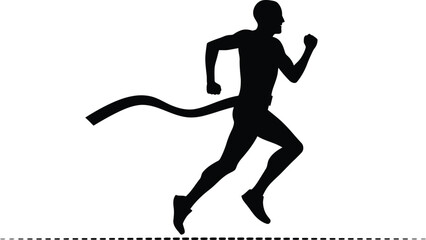 Senior Marathon Runner Silhouette, Finish Line