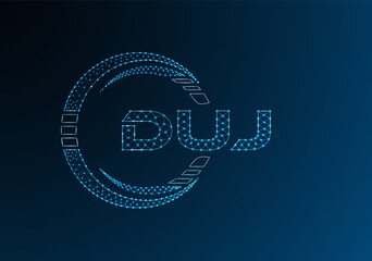 DUJ low poly letter logo vector design. DUJ lower poly logo design.