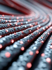 Fototapeta premium Abstract visualization of DNA data swirling and connecting - background abstract sequencing
