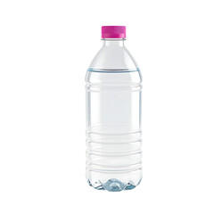 Fototapeta premium A clear plastic water bottle with a pink cap on a transparent background