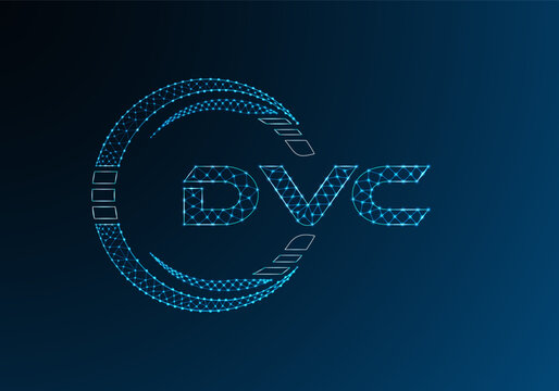 DVC low poly letter logo vector design. DVC lower poly logo design.