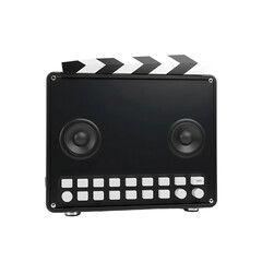 3D Rendered Clapperboard and Audio Equipment