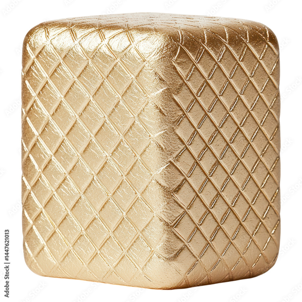 Poster elegant gold cube with diamond pattern texture ideal for luxury branding packaging and design projec