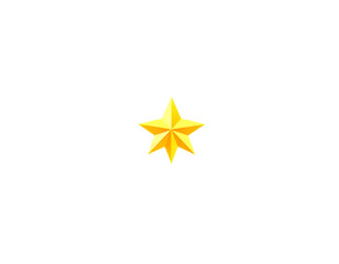 3D Golden Star on Transparent Background