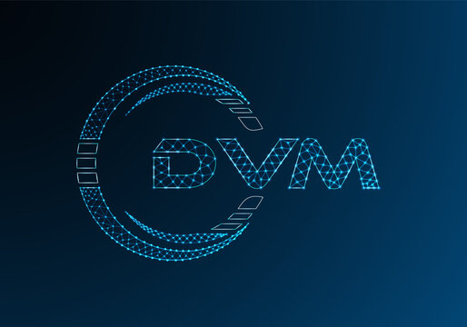DVM low poly letter logo vector design. DVM lower poly logo design.