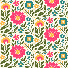 Floral Pattern Design with Colorful Flowers