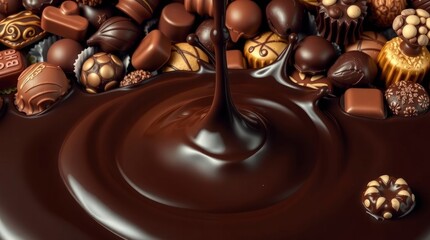 Different chocolate types from around the world on wooden background