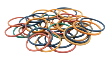 Colorful rubber band rings abound