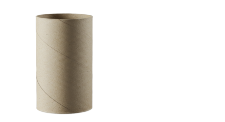 Empty cardboard cylinder stark against black