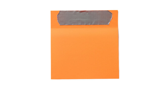 Orange note attached with silver tape