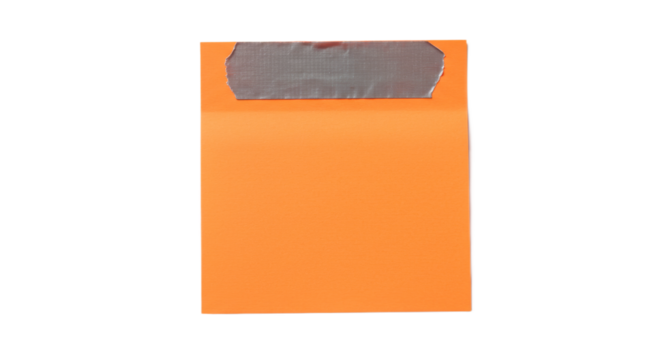 Orange note attached with silver tape