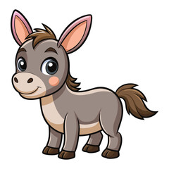 Cute cartoon little donkey isolated on white background