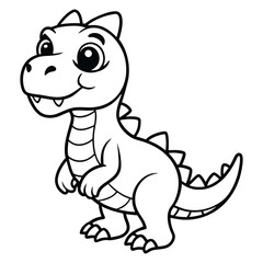Fototapeta premium Cute Dinosaur outline black and white cartoon