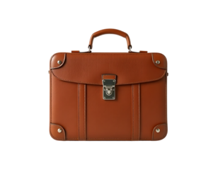 Brown Leather Briefcase with Handle and Lock
