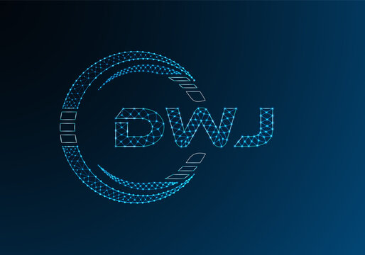 DWJ low poly letter logo vector design. DWJ lower poly logo design.