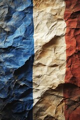 Abstract French Flag Texture Illustration of the Blue, White, and Red Tricolor Banner