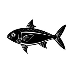 Bonito Fish Silhouette Top View Illustration