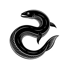 Fototapeta premium Coiled Eel Silhouette Vector