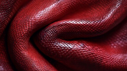 Fototapeta premium Vibrant Textured Red Snake Skin Closeup Showcasing Intricate Patterns and Natural Beauty of Reptiles