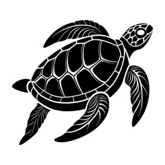 Swimming Sea Turtle Silhouette