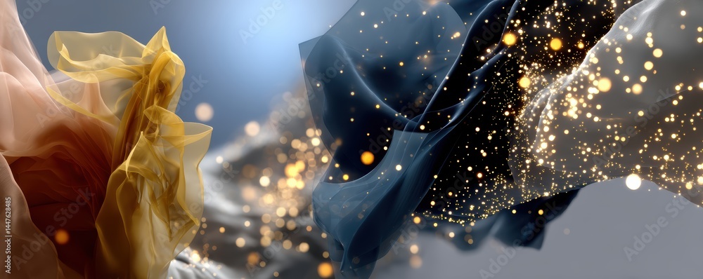 Aufkleber abstract flowing fabrics with sparkling light particles in motion