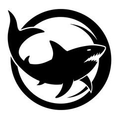 Shark Circling Prey Silhouette