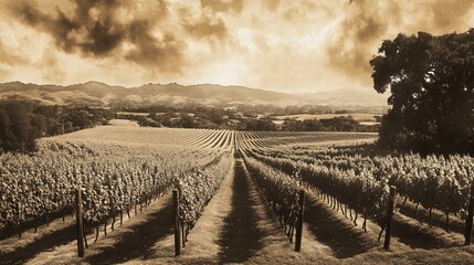 Fototapeta premium Capturing the Timeless Beauty of Wine Country in Soft Hues