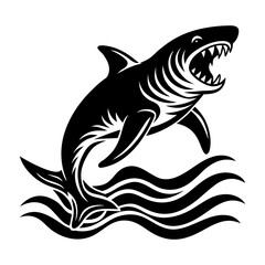 Tiger Shark Silhouette Jumping from Water