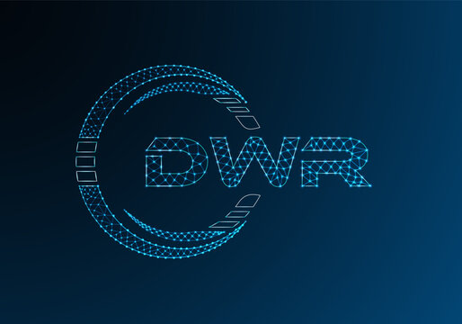 DWR low poly letter logo vector design. DWR lower poly logo design.