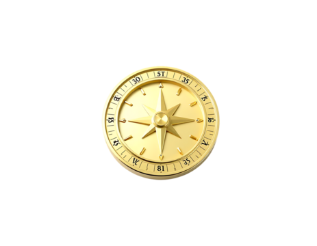 Golden Compass Isolated on Transparent Background