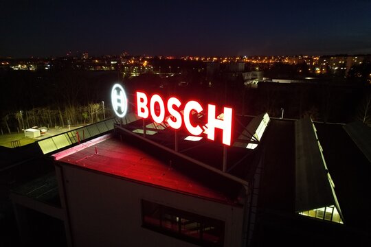 Gerlingen,Germany-April 12 2025: logo of BOSCH production plant factory and technology development center and headquarters

