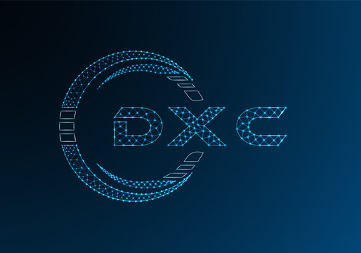 DXC low poly letter logo vector design. DXC lower poly logo design.