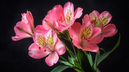Elegant Ombre Pink Alstroemeria Blooms with Stunning Lighting Effects