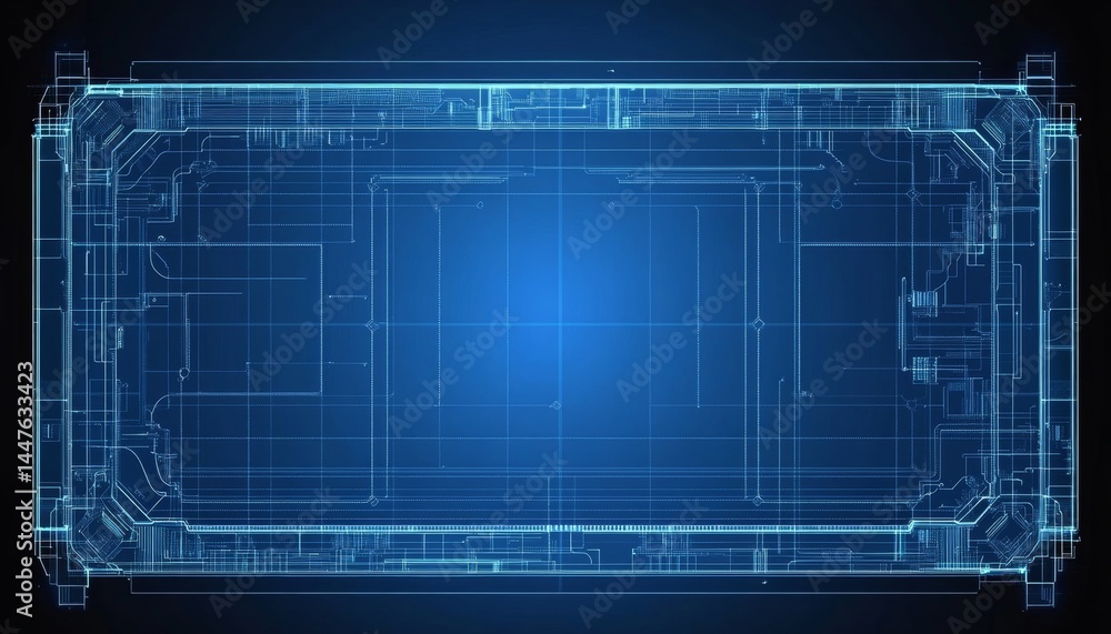 Poster futuristic digital blueprint background with abstract circuit diagrams, electronics theme