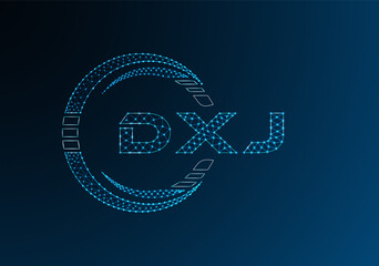 DXJ low poly letter logo vector design. DXJ lower poly logo design.